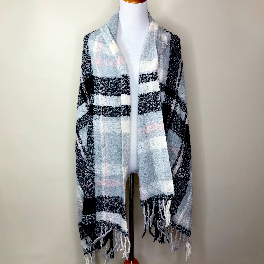Plaid Scarf Light Blue‎ Black Light Pink